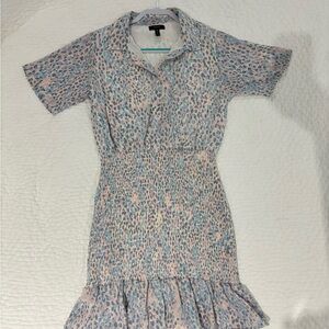 Aqua Pink and Blue Leopard Print Blouse